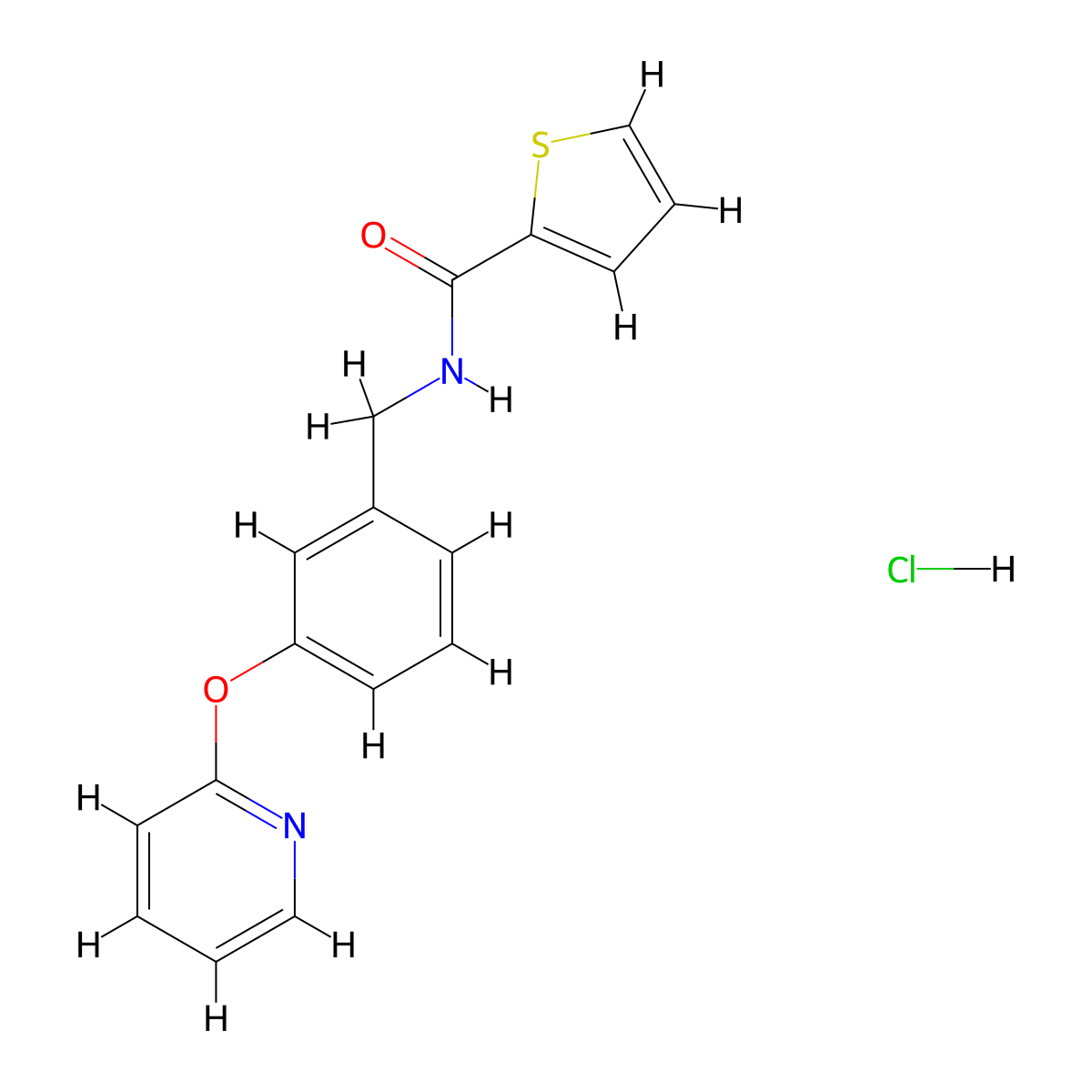 N-(3-(pyridin-2-yloxy)benzyl)thiophene-2-carboxamide hydrochloride molecular structure, CAS 2034611-91-9