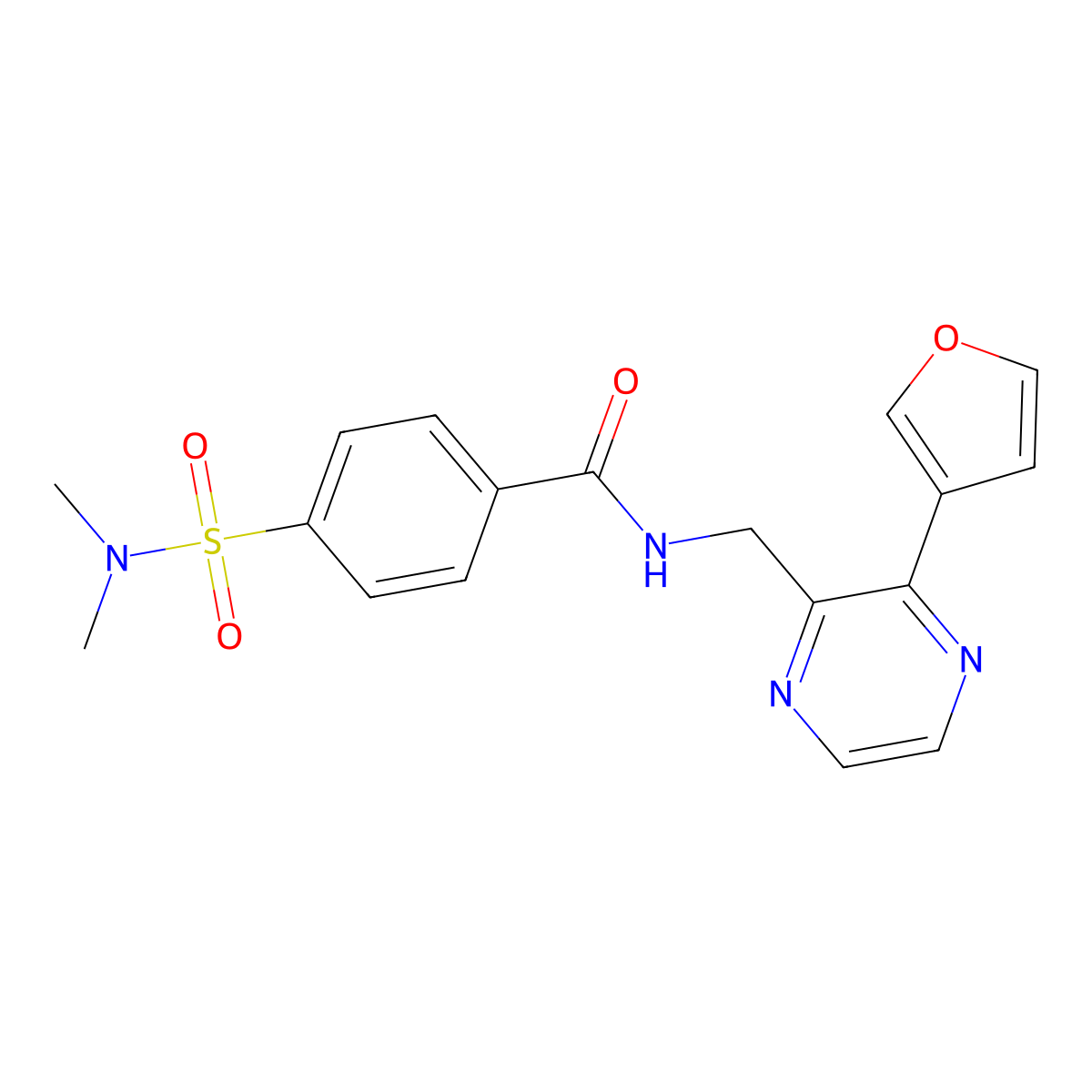 4-(dimethylsulfamoyl)-N-{[3-(furan-3-yl)pyrazin-2-yl]methyl}benzamide molecular structure, CAS 2034611-93-1