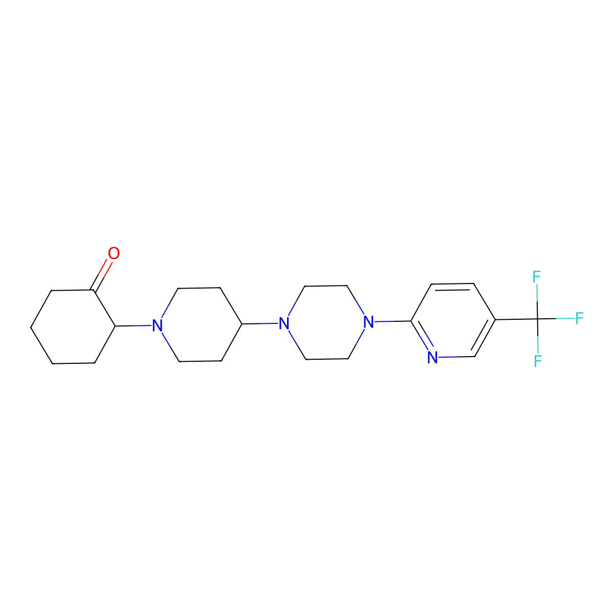 2-(4-(4-(5-(Trifluoromethyl)pyridin-2-yl)piperazin-1-yl)piperidin-1-yl)cyclohexanone molecular structure, CAS 2034611-94-2