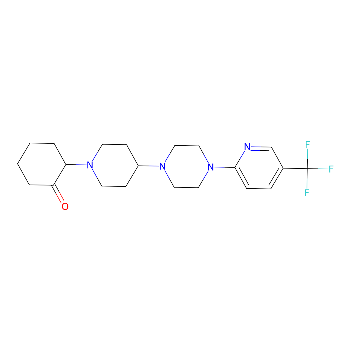 2-(4-(4-(5-(Trifluoromethyl)pyridin-2-yl)piperazin-1-yl)piperidin-1-yl)cyclohexanone molecular structure, CAS 2034611-94-2