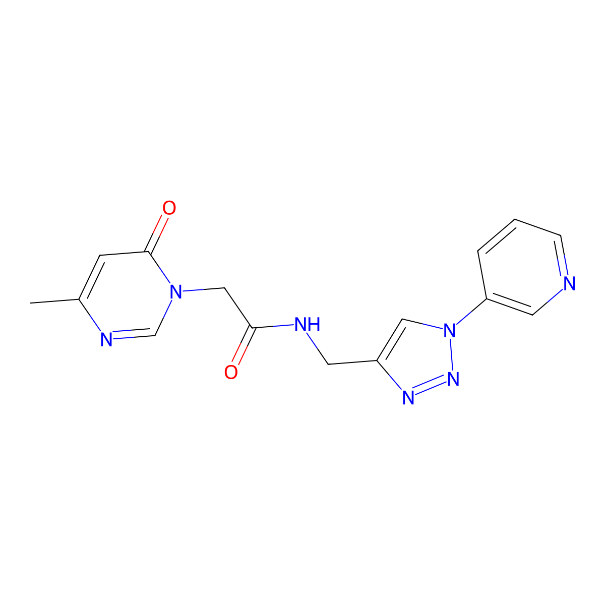 2-(4-methyl-6-oxopyrimidin-1(6H)-yl)-N-((1-(pyridin-3-yl)-1H-1,2,3-triazol-4-yl)methyl)acetamide molecular structure, CAS 2034612-00-3