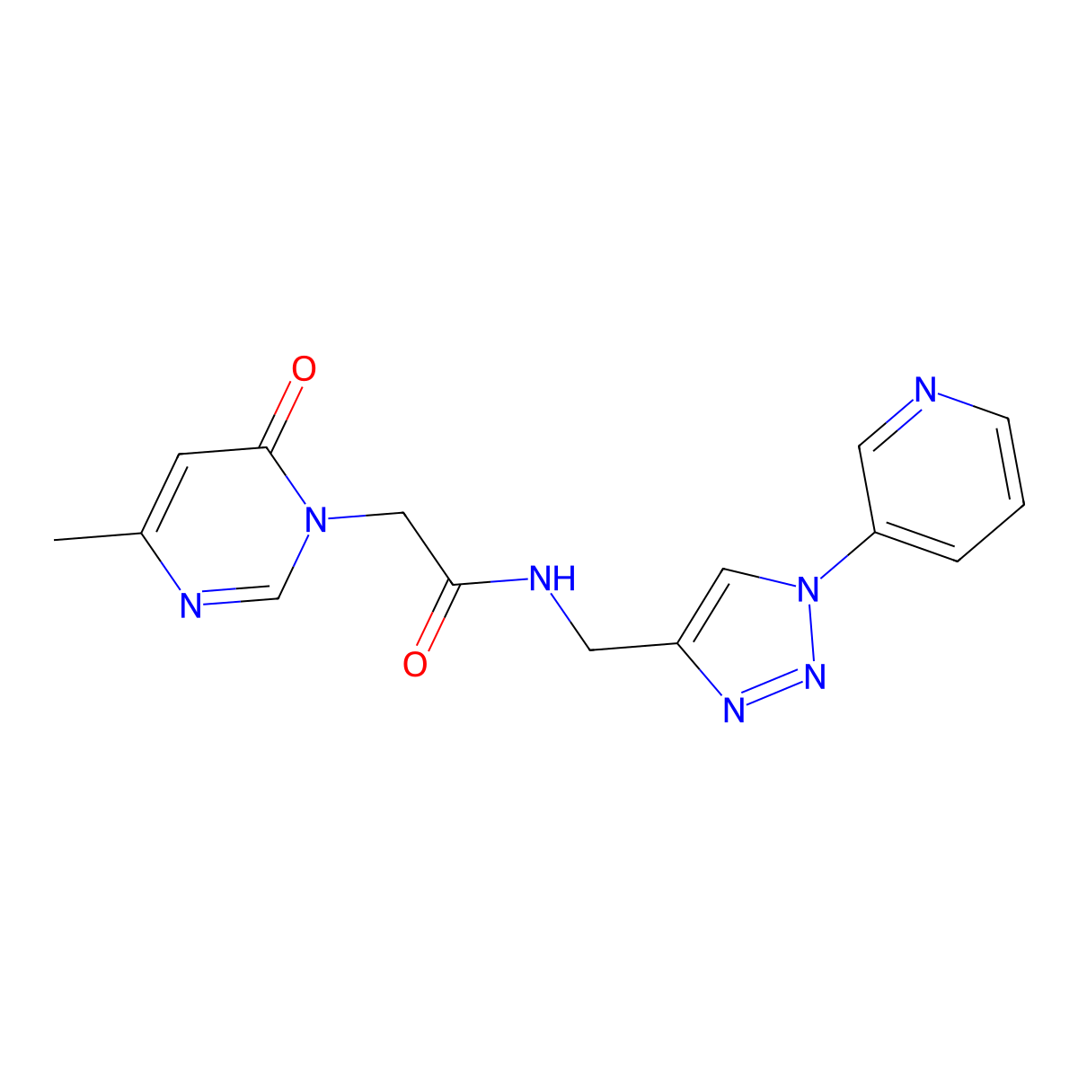 2-(4-methyl-6-oxopyrimidin-1(6H)-yl)-N-((1-(pyridin-3-yl)-1H-1,2,3-triazol-4-yl)methyl)acetamide molecular structure, CAS 2034612-00-3