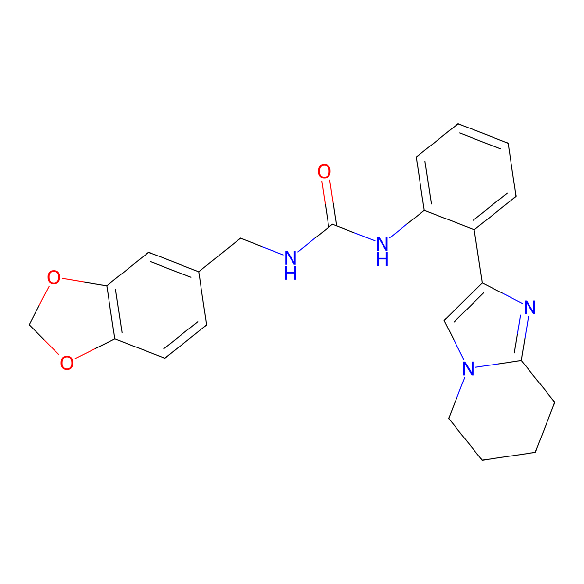 1-(Benzo[d][1,3]dioxol-5-ylmethyl)-3-(2-(5,6,7,8-tetrahydroimidazo[1,2-a]pyridin-2-yl)phenyl)urea molecular structure, CAS 2034612-07-0