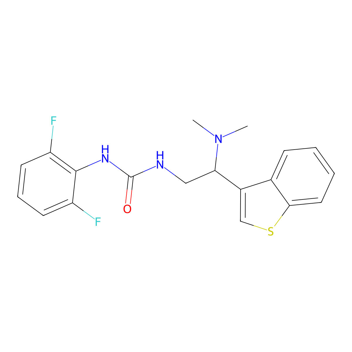 1-(2-(Benzo[b]thiophen-3-yl)-2-(dimethylamino)ethyl)-3-(2,6-difluorophenyl)urea molecular structure, CAS 2034612-14-9
