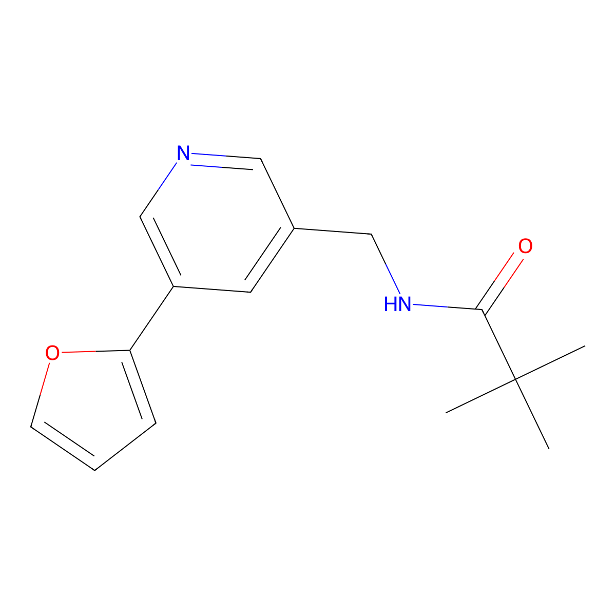 N-{[5-(furan-2-yl)pyridin-3-yl]methyl}-2,2-dimethylpropanamide molecular structure, CAS 2034612-24-1