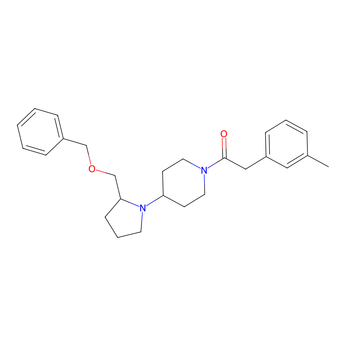 1-(4-(2-((Benzyloxy)methyl)pyrrolidin-1-yl)piperidin-1-yl)-2-(m-tolyl)ethanone molecular structure, CAS 2034612-36-5