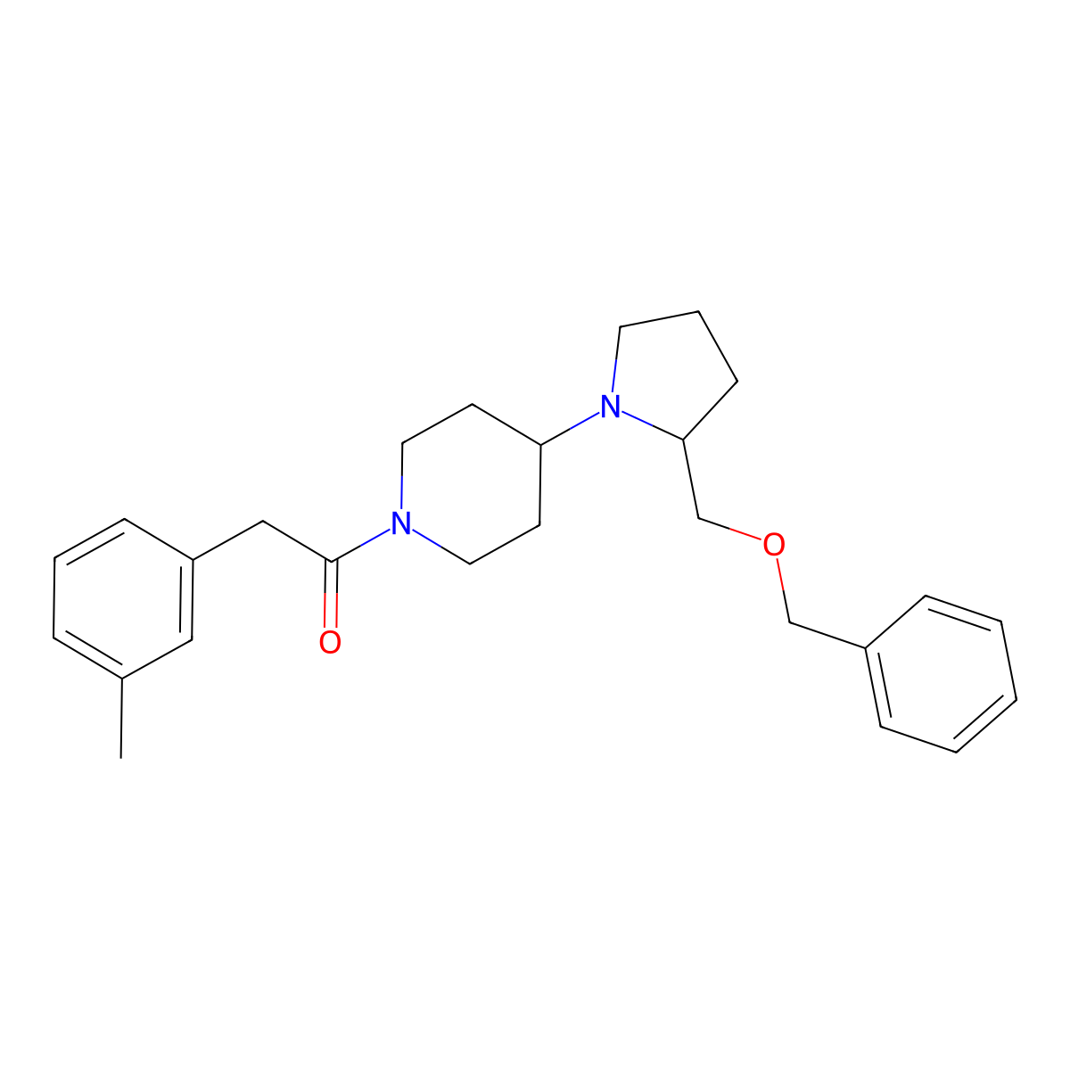 1-(4-(2-((Benzyloxy)methyl)pyrrolidin-1-yl)piperidin-1-yl)-2-(m-tolyl)ethanone molecular structure, CAS 2034612-36-5