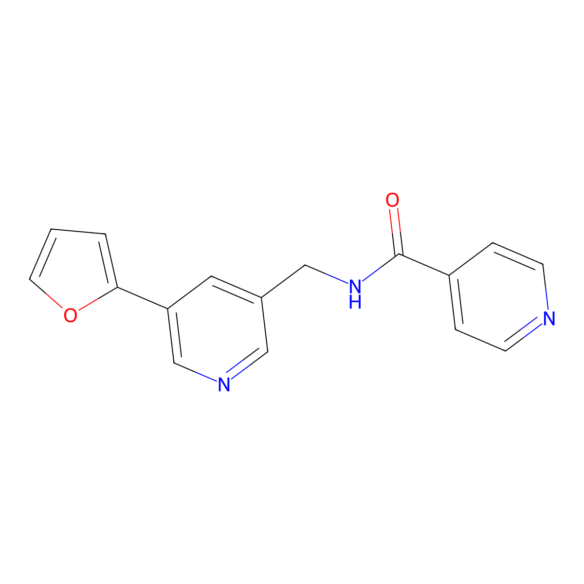 N-((5-(furan-2-yl)pyridin-3-yl)methyl)isonicotinamide molecular structure, CAS 2034612-39-8