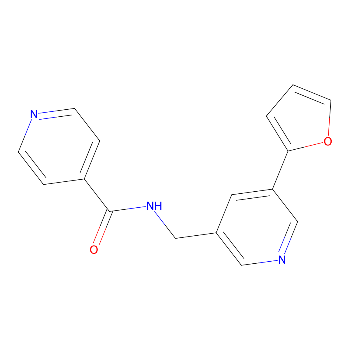 N-((5-(furan-2-yl)pyridin-3-yl)methyl)isonicotinamide molecular structure, CAS 2034612-39-8