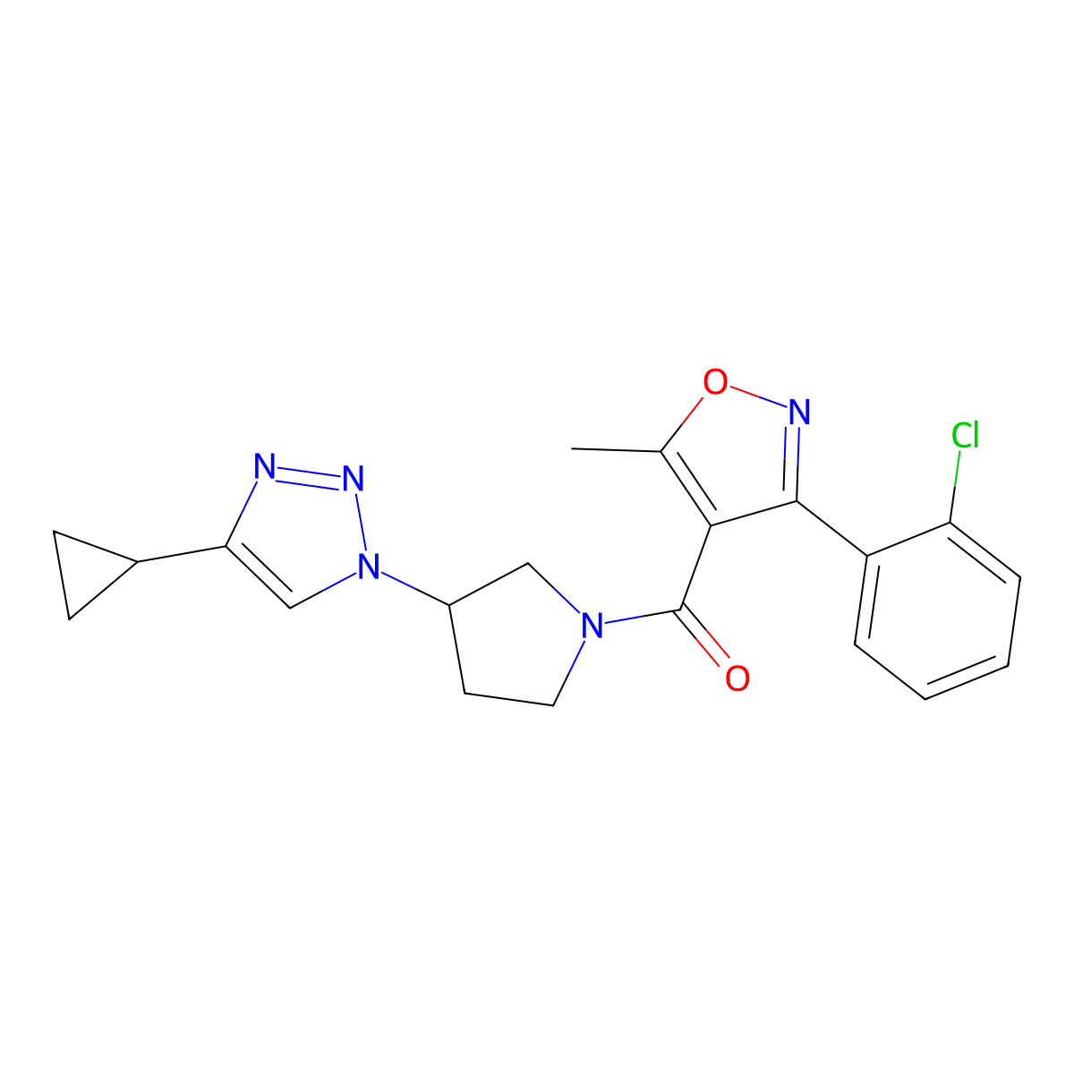 (3-(2-chlorophenyl)-5-methylisoxazol-4-yl)(3-(4-cyclopropyl-1H-1,2,3-triazol-1-yl)pyrrolidin-1-yl)methanone molecular structure, CAS 2034612-42-3