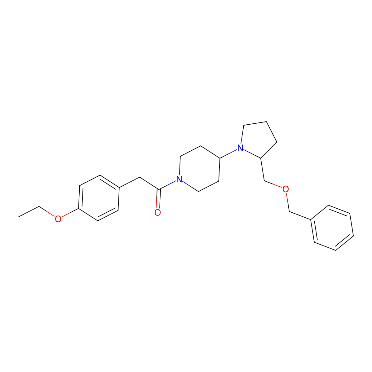 1-(4-(2-((Benzyloxy)methyl)pyrrolidin-1-yl)piperidin-1-yl)-2-(4-ethoxyphenyl)ethanone molecular structure, CAS 2034612-48-9