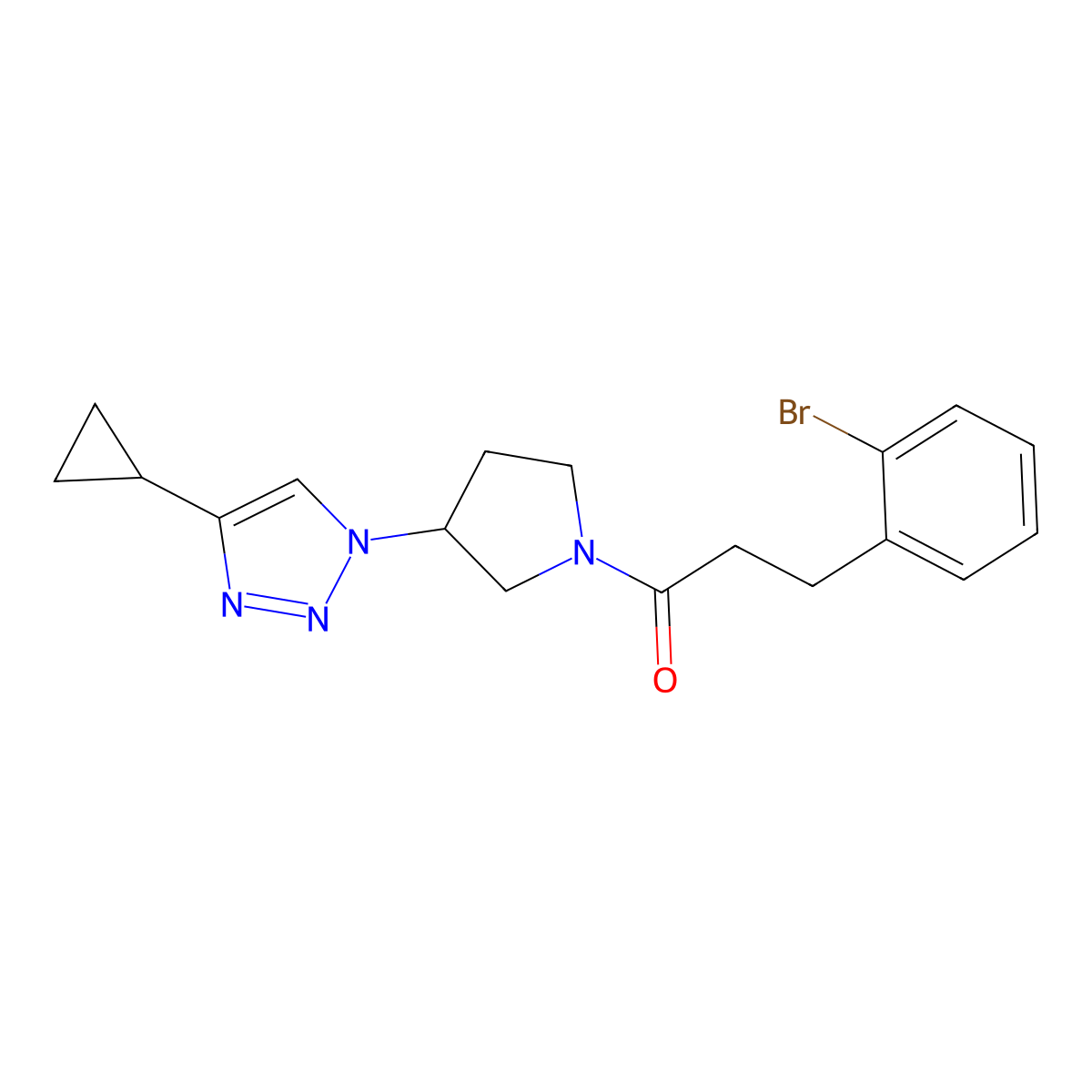 3-(2-bromophenyl)-1-(3-(4-cyclopropyl-1H-1,2,3-triazol-1-yl)pyrrolidin-1-yl)propan-1-one molecular structure, CAS 2034612-51-4