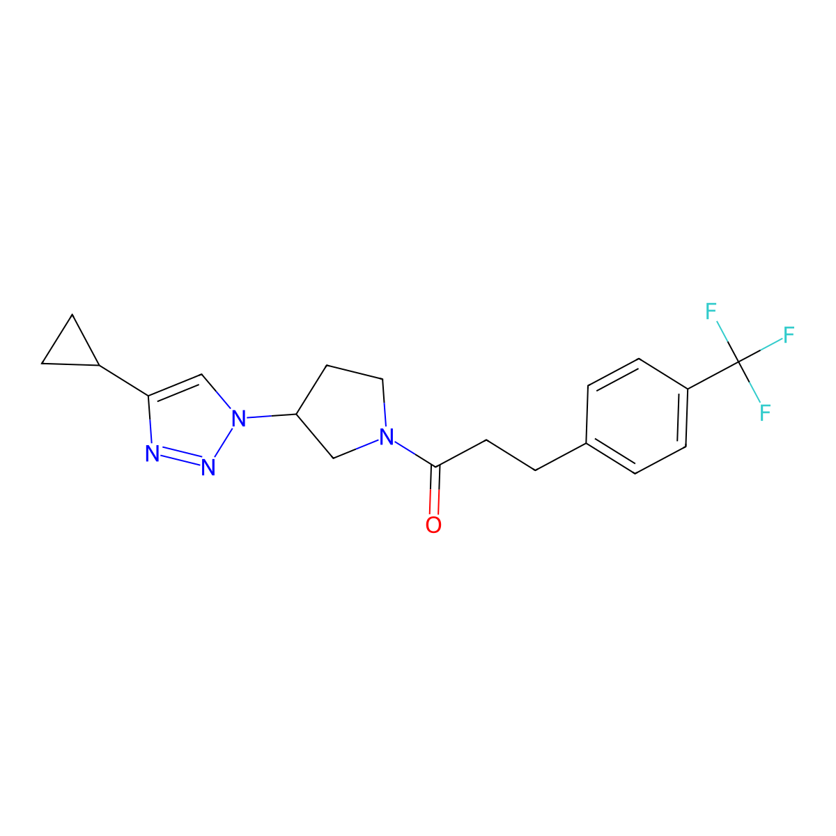 1-[3-(4-cyclopropyl-1H-1,2,3-triazol-1-yl)pyrrolidin-1-yl]-3-[4-(trifluoromethyl)phenyl]propan-1-one molecular structure, CAS 2034612-64-9