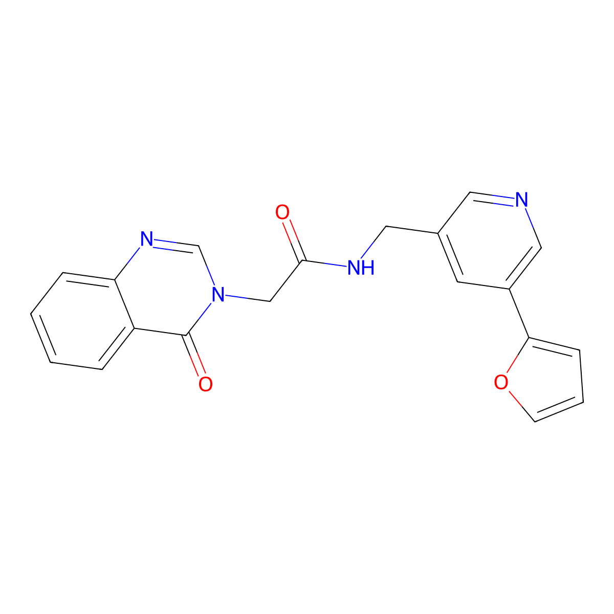 N-((5-(furan-2-yl)pyridin-3-yl)methyl)-2-(4-oxoquinazolin-3(4H)-yl)acetamide molecular structure, CAS 2034612-72-9