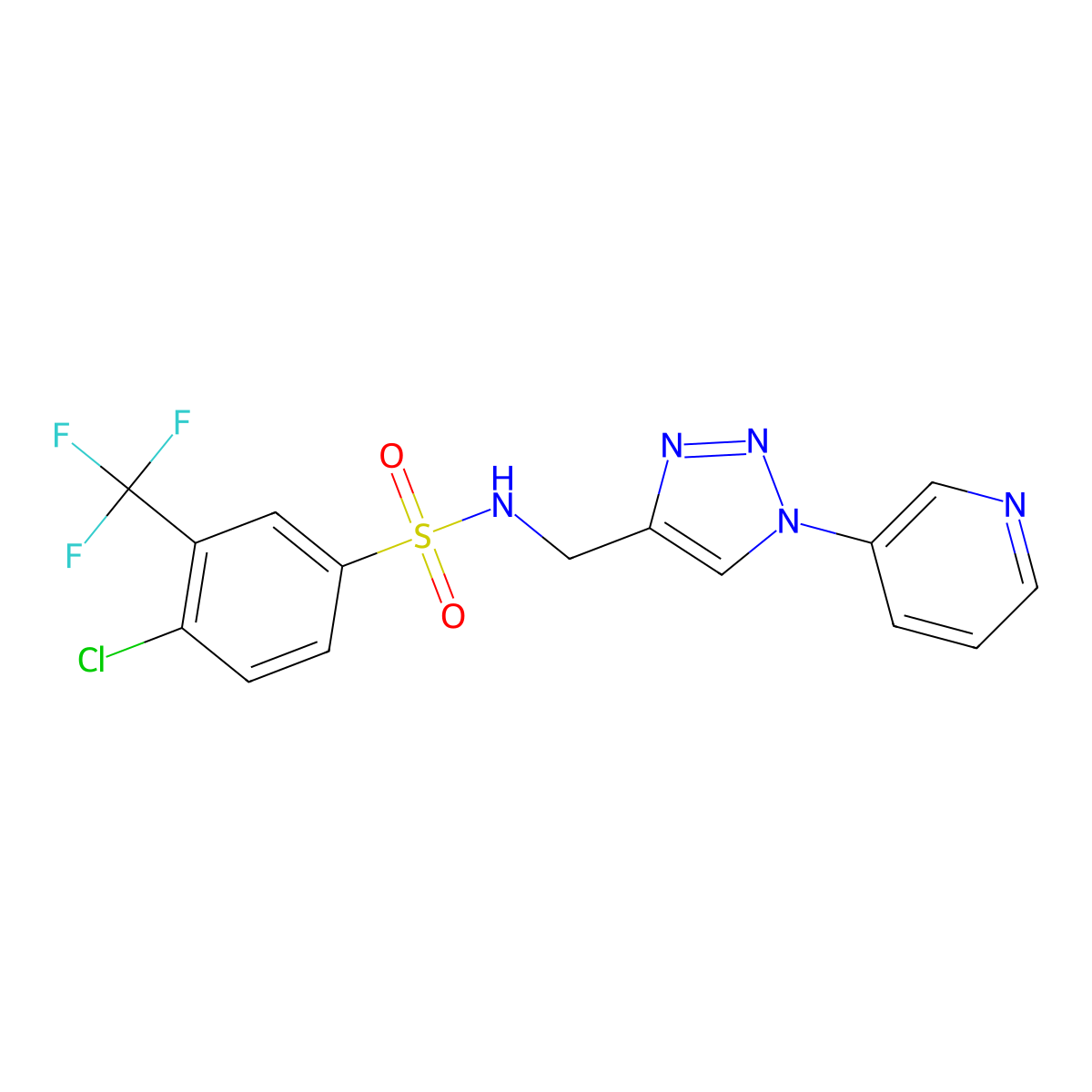 4-chloro-N-((1-(pyridin-3-yl)-1H-1,2,3-triazol-4-yl)methyl)-3-(trifluoromethyl)benzenesulfonamide molecular structure, CAS 2034612-76-3
