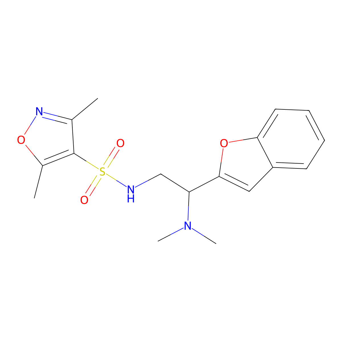 N-(2-(benzofuran-2-yl)-2-(dimethylamino)ethyl)-3,5-dimethylisoxazole-4-sulfonamide molecular structure, CAS 2034612-81-0
