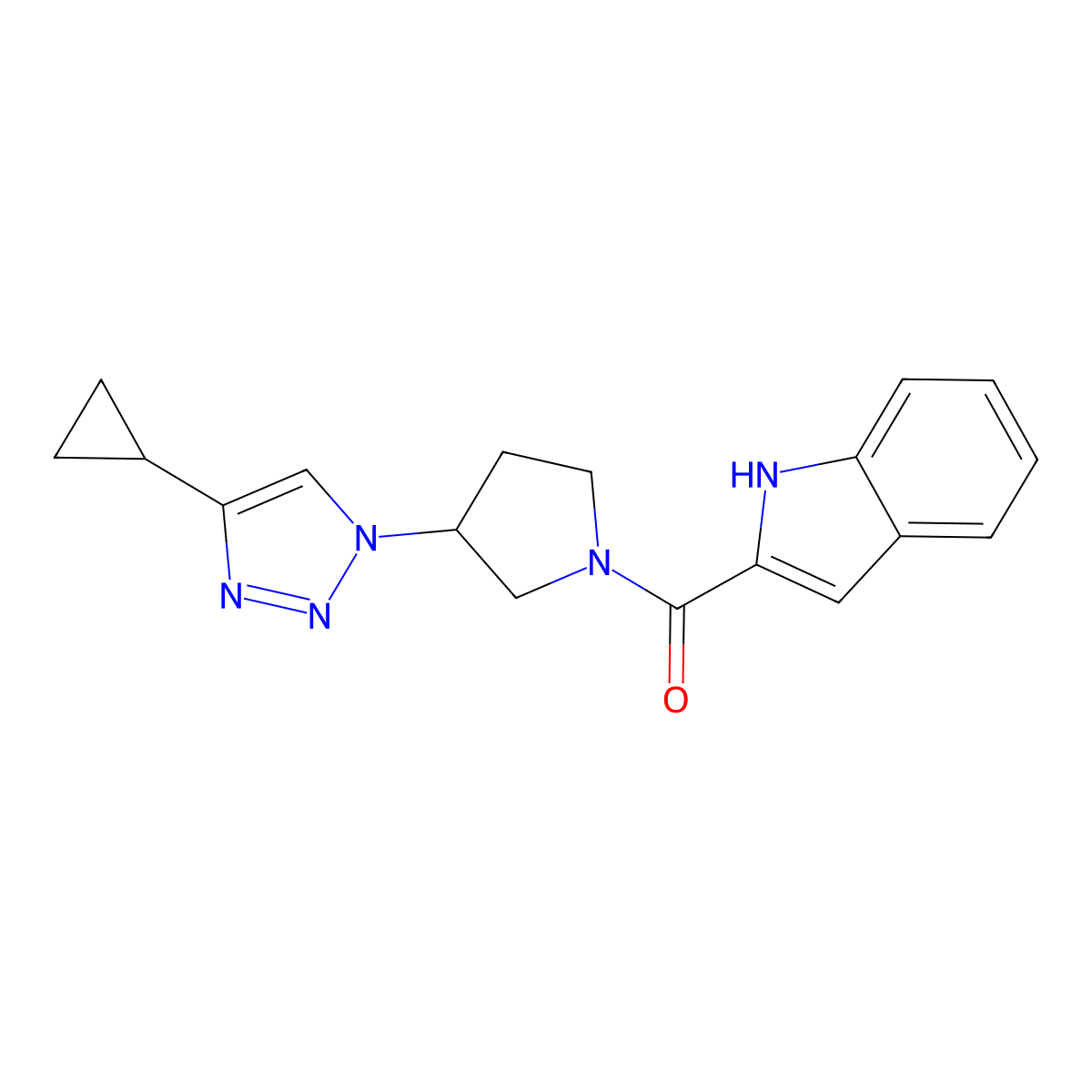 (3-(4-cyclopropyl-1H-1,2,3-triazol-1-yl)pyrrolidin-1-yl)(1H-indol-2-yl)methanone molecular structure, CAS 2034612-83-2