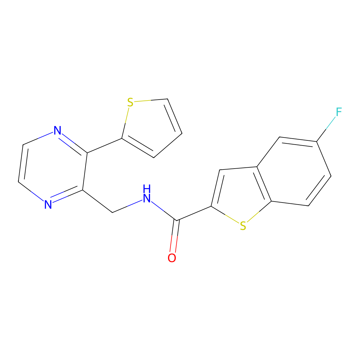 5-fluoro-N-((3-(thiophen-2-yl)pyrazin-2-yl)methyl)benzo[b]thiophene-2-carboxamide molecular structure, CAS 2034612-84-3