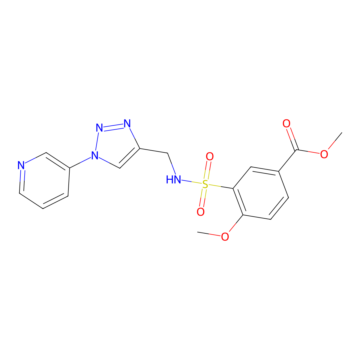 methyl 4-methoxy-3-(N-((1-(pyridin-3-yl)-1H-1,2,3-triazol-4-yl)methyl)sulfamoyl)benzoate molecular structure, CAS 2034612-86-5