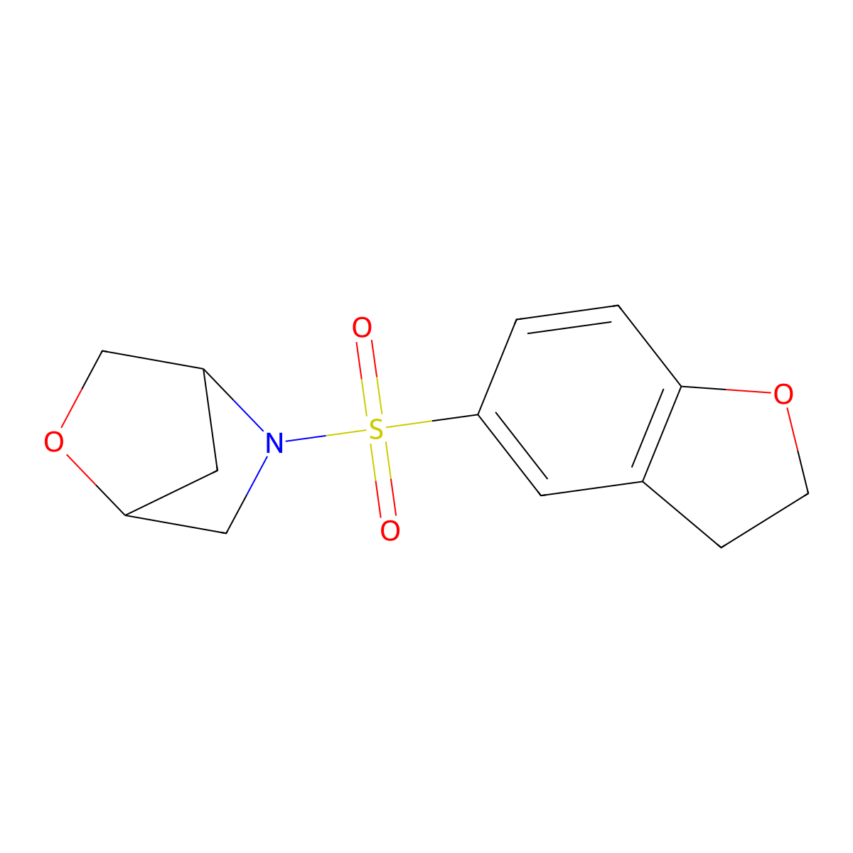 5-((2,3-Dihydrobenzofuran-5-yl)sulfonyl)-2-oxa-5-azabicyclo[2.2.1]heptane molecular structure, CAS 2034613-00-6