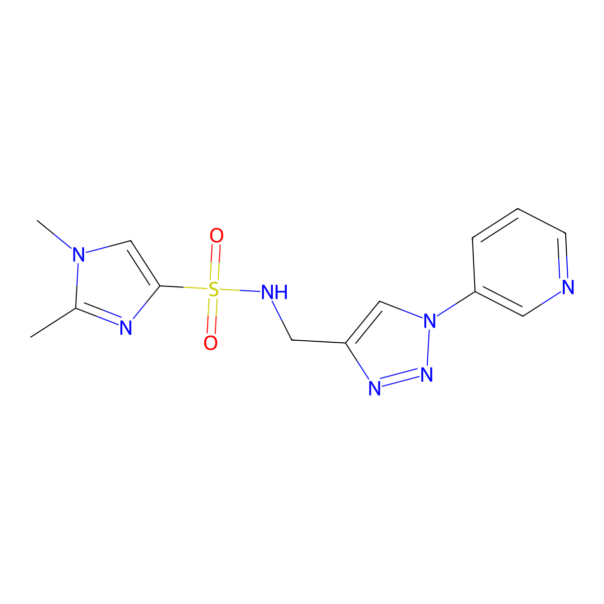 1,2-dimethyl-N-{[1-(pyridin-3-yl)-1H-1,2,3-triazol-4-yl]methyl}-1H-imidazole-4-sulfonamide molecular structure, CAS 2034613-02-8