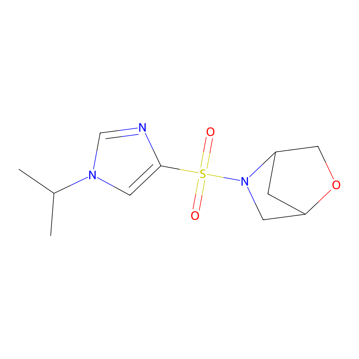 5-((1-isopropyl-1H-imidazol-4-yl)sulfonyl)-2-oxa-5-azabicyclo[2.2.1]heptane molecular structure, CAS 2034613-09-5