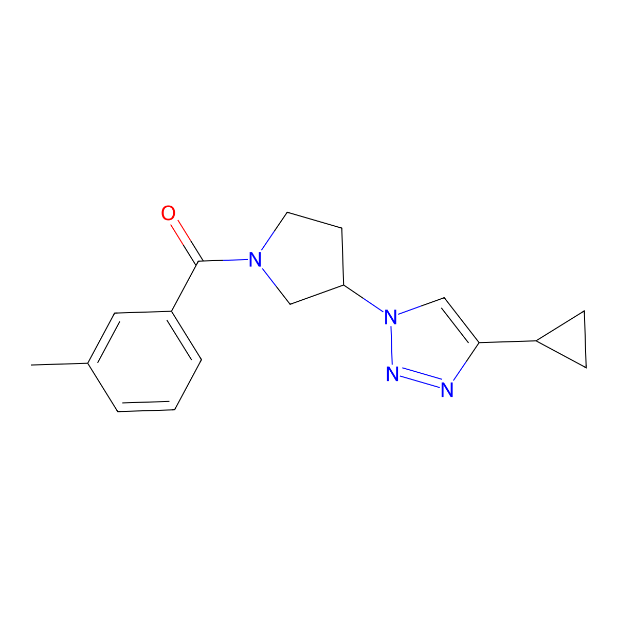 (3-(4-cyclopropyl-1H-1,2,3-triazol-1-yl)pyrrolidin-1-yl)(m-tolyl)methanone molecular structure, CAS 2034613-12-0