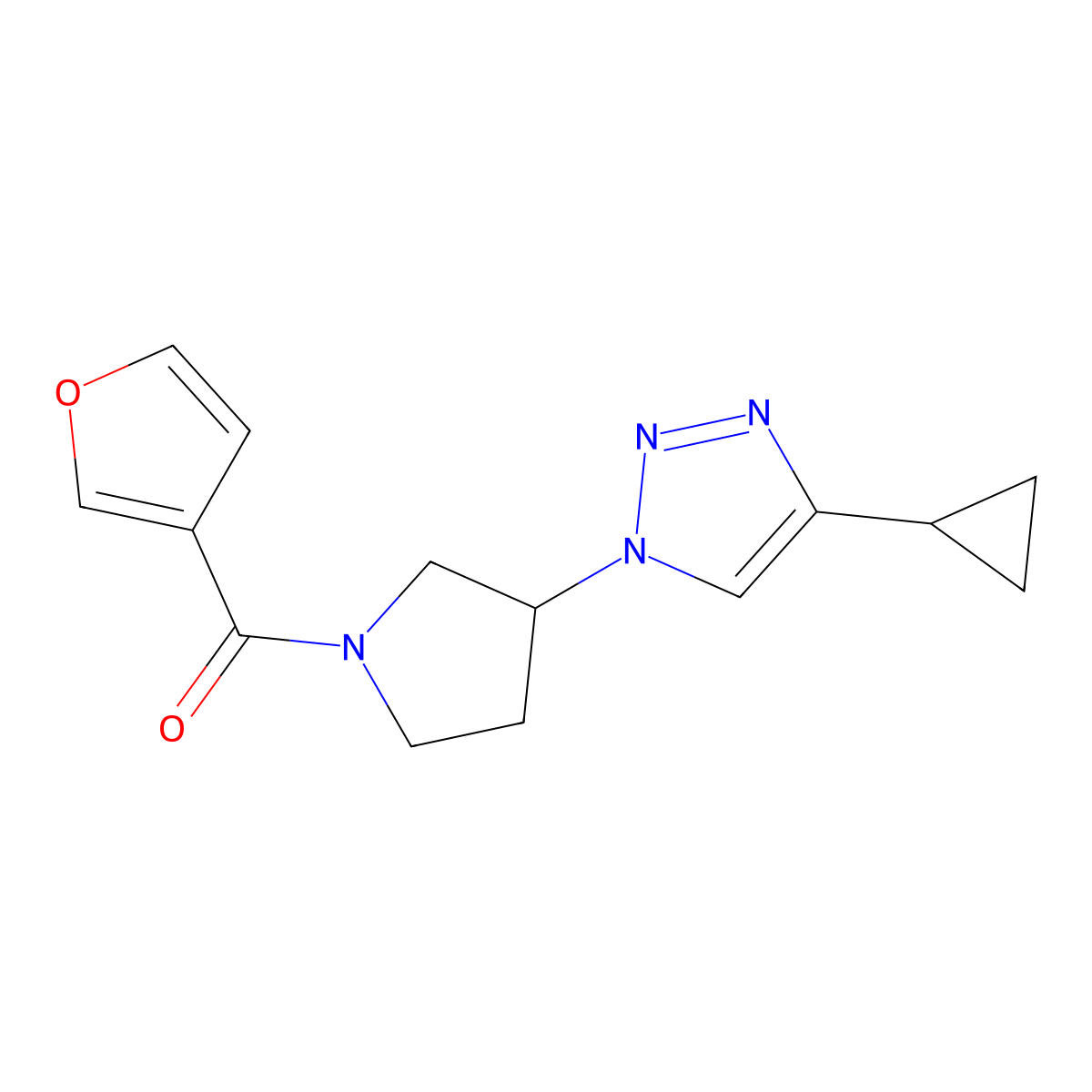 (3-(4-cyclopropyl-1H-1,2,3-triazol-1-yl)pyrrolidin-1-yl)(furan-3-yl)methanone molecular structure, CAS 2034613-19-7