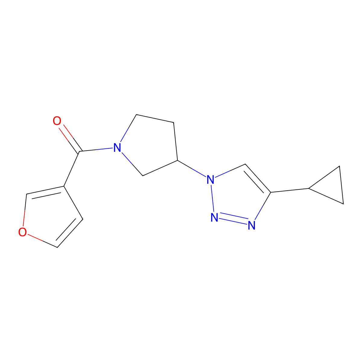 (3-(4-cyclopropyl-1H-1,2,3-triazol-1-yl)pyrrolidin-1-yl)(furan-3-yl)methanone molecular structure, CAS 2034613-19-7