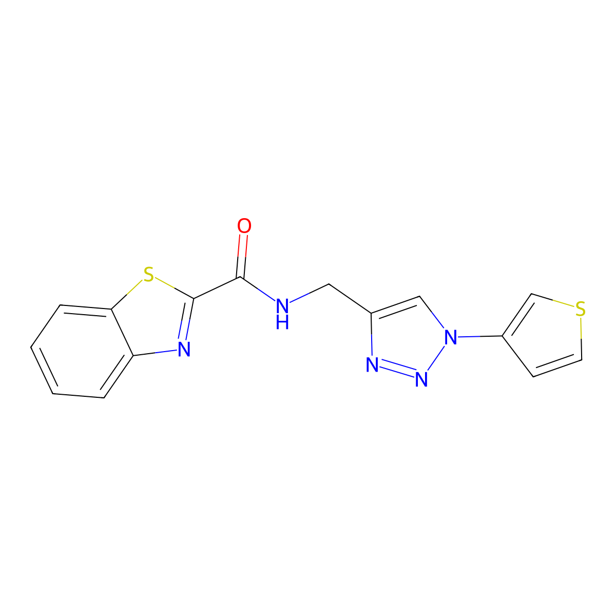 N-((1-(thiophen-3-yl)-1H-1,2,3-triazol-4-yl)methyl)benzo[d]thiazole-2-carboxamide molecular structure, CAS 2034613-20-0