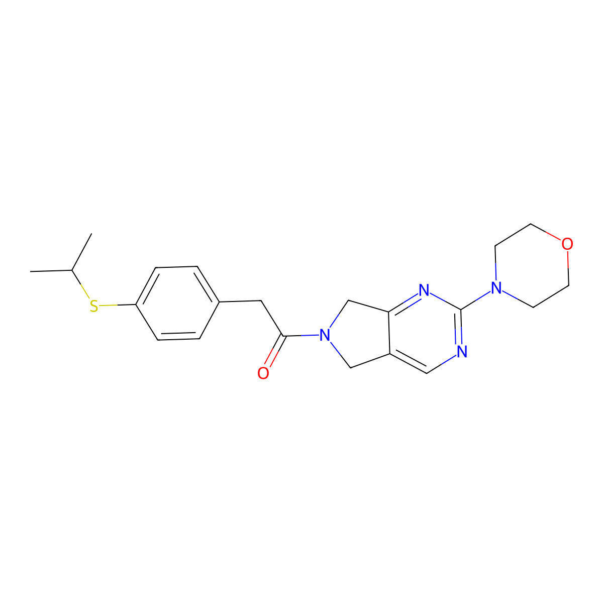 2-(4-(isopropylthio)phenyl)-1-(2-morpholino-5H-pyrrolo[3,4-d]pyrimidin-6(7H)-yl)ethanone molecular structure, CAS 2034613-28-8