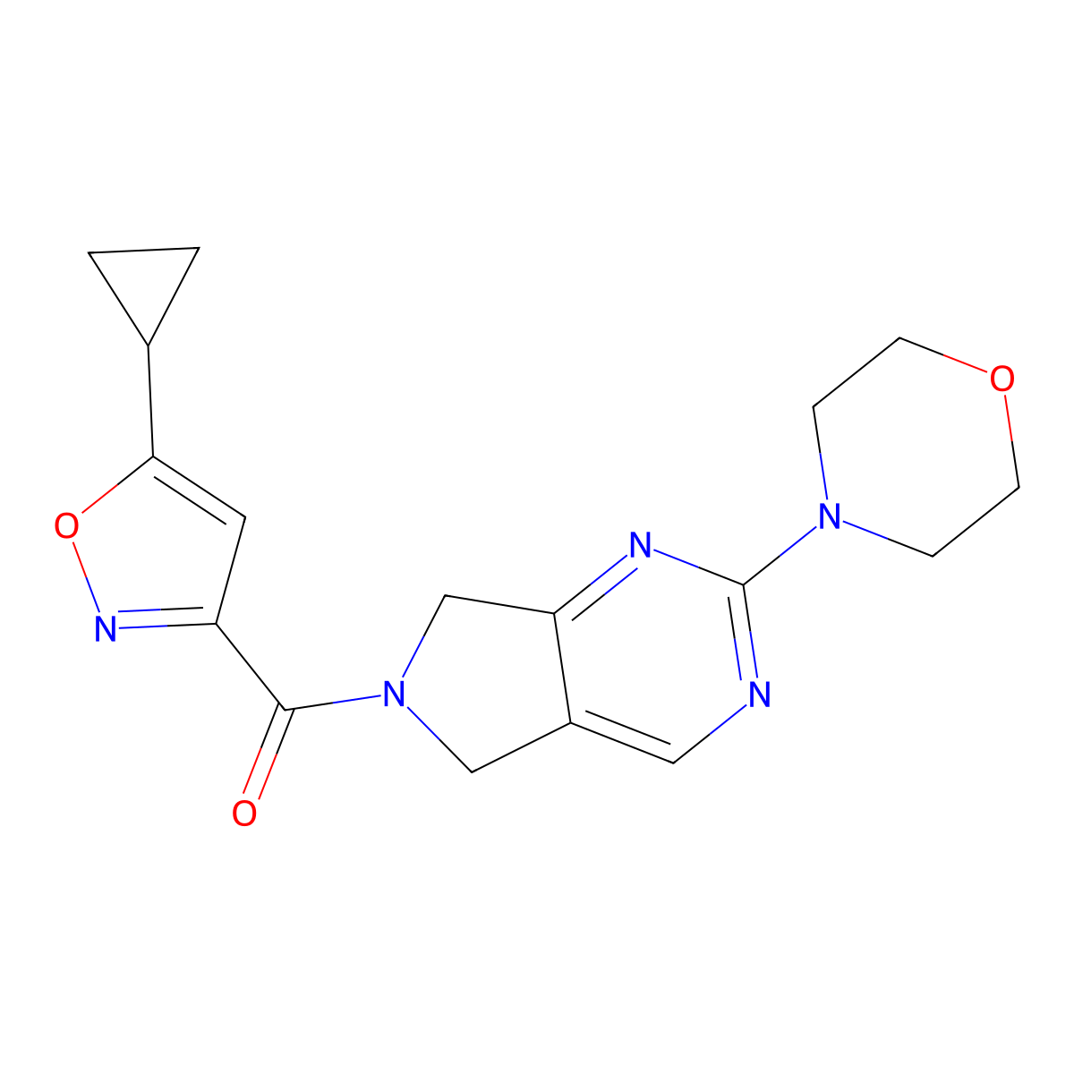 (5-cyclopropylisoxazol-3-yl)(2-morpholino-5H-pyrrolo[3,4-d]pyrimidin-6(7H)-yl)methanone molecular structure, CAS 2034613-37-9