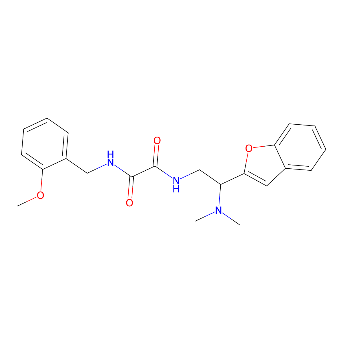 N1-(2-(benzofuran-2-yl)-2-(dimethylamino)ethyl)-N2-(2-methoxybenzyl)oxalamide molecular structure, CAS 2034613-38-0