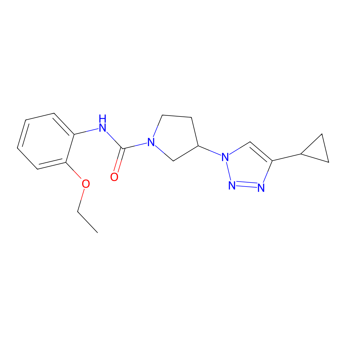 3-(4-cyclopropyl-1H-1,2,3-triazol-1-yl)-N-(2-ethoxyphenyl)pyrrolidine-1-carboxamide molecular structure, CAS 2034613-39-1