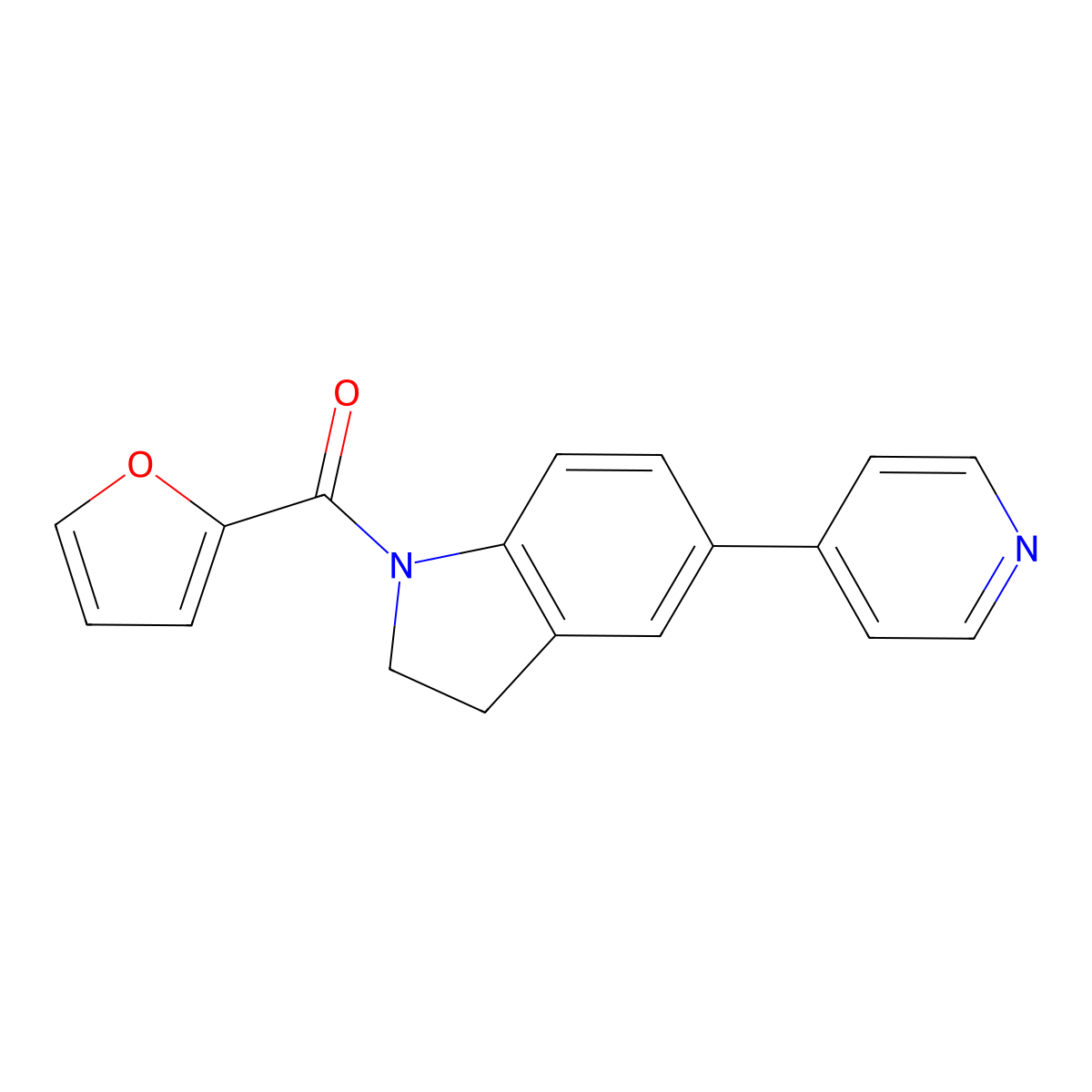 Furan-2-yl(5-(pyridin-4-yl)indolin-1-yl)methanone molecular structure, CAS 2034613-47-1
