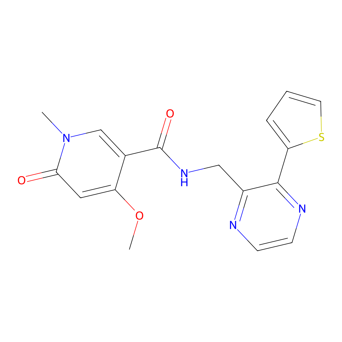 4-methoxy-1-methyl-6-oxo-N-((3-(thiophen-2-yl)pyrazin-2-yl)methyl)-1,6-dihydropyridine-3-carboxamide molecular structure, CAS 2034613-52-8