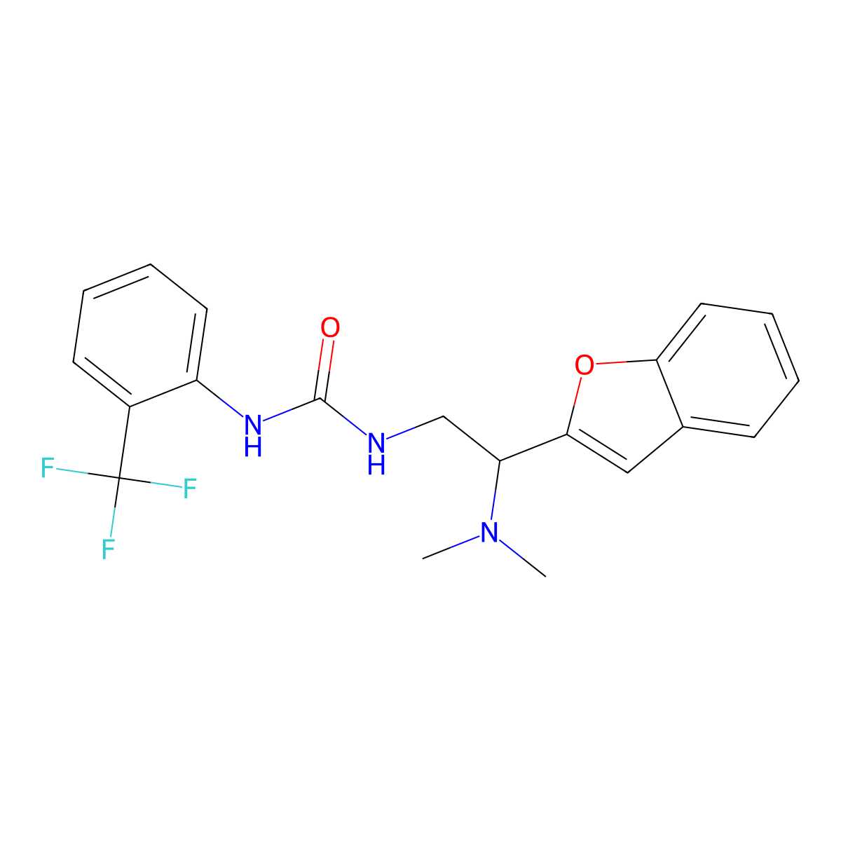 1-(2-(Benzofuran-2-yl)-2-(dimethylamino)ethyl)-3-(2-(trifluoromethyl)phenyl)urea molecular structure, CAS 2034613-53-9