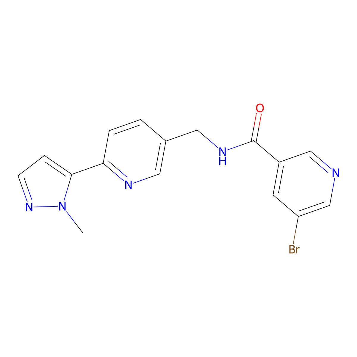 5-bromo-N-((6-(1-methyl-1H-pyrazol-5-yl)pyridin-3-yl)methyl)nicotinamide molecular structure, CAS 2034613-61-9