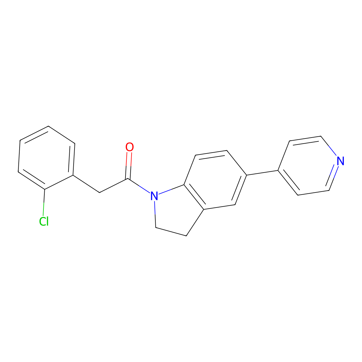 2-(2-Chlorophenyl)-1-(5-(pyridin-4-yl)indolin-1-yl)ethanone molecular structure, CAS 2034613-65-3