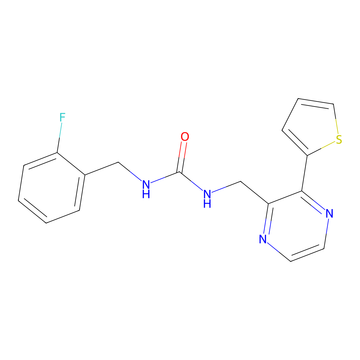 1-(2-Fluorobenzyl)-3-((3-(thiophen-2-yl)pyrazin-2-yl)methyl)urea molecular structure, CAS 2034613-69-7