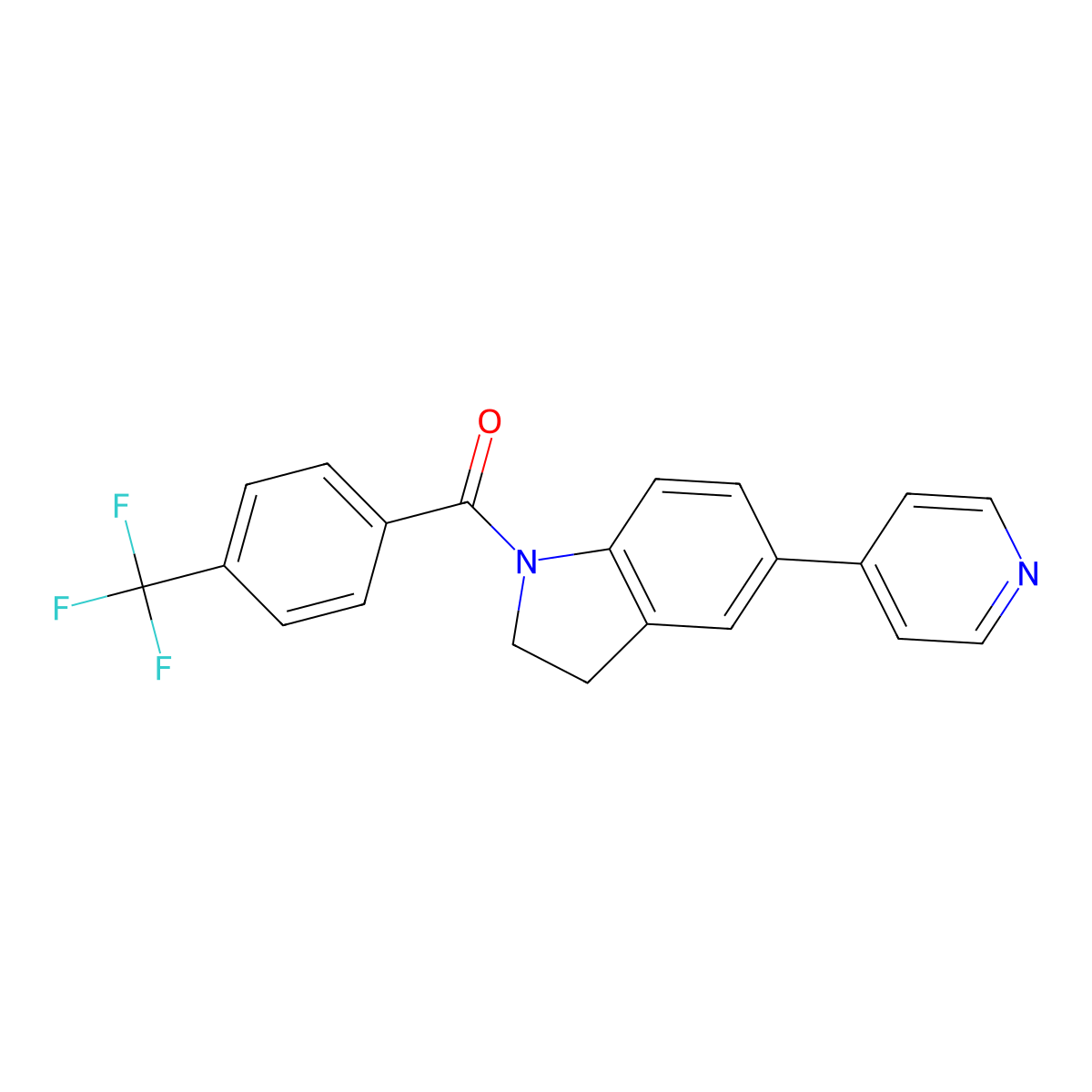 (5-(Pyridin-4-yl)indolin-1-yl)(4-(trifluoromethyl)phenyl)methanone molecular structure, CAS 2034613-74-4