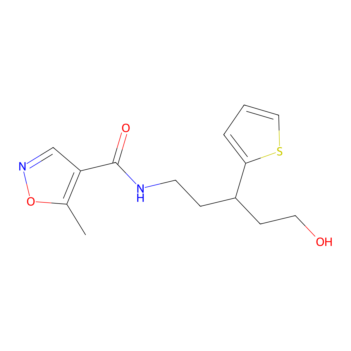N-(5-hydroxy-3-(thiophen-2-yl)pentyl)-5-methylisoxazole-4-carboxamide molecular structure, CAS 2034613-81-3