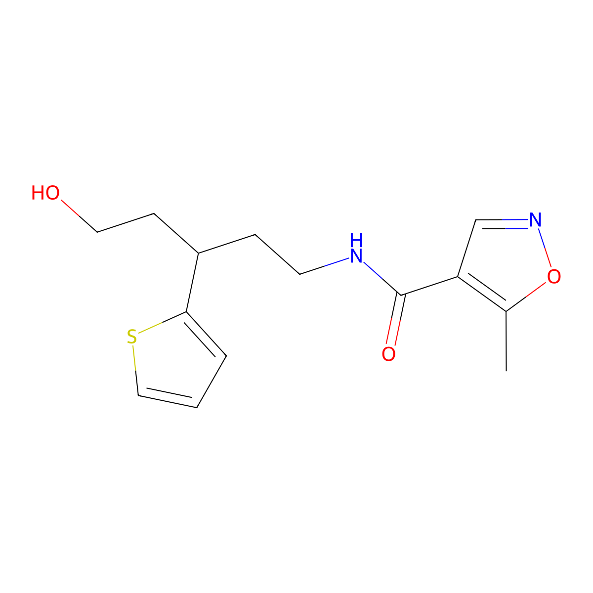 N-(5-hydroxy-3-(thiophen-2-yl)pentyl)-5-methylisoxazole-4-carboxamide molecular structure, CAS 2034613-81-3
