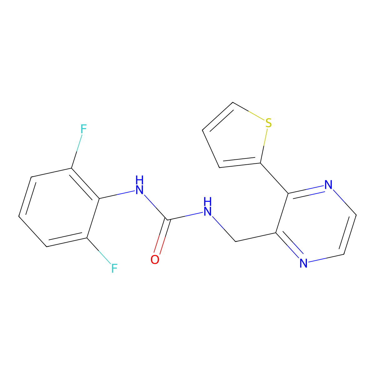 1-(2,6-Difluorophenyl)-3-((3-(thiophen-2-yl)pyrazin-2-yl)methyl)urea molecular structure, CAS 2034613-84-6