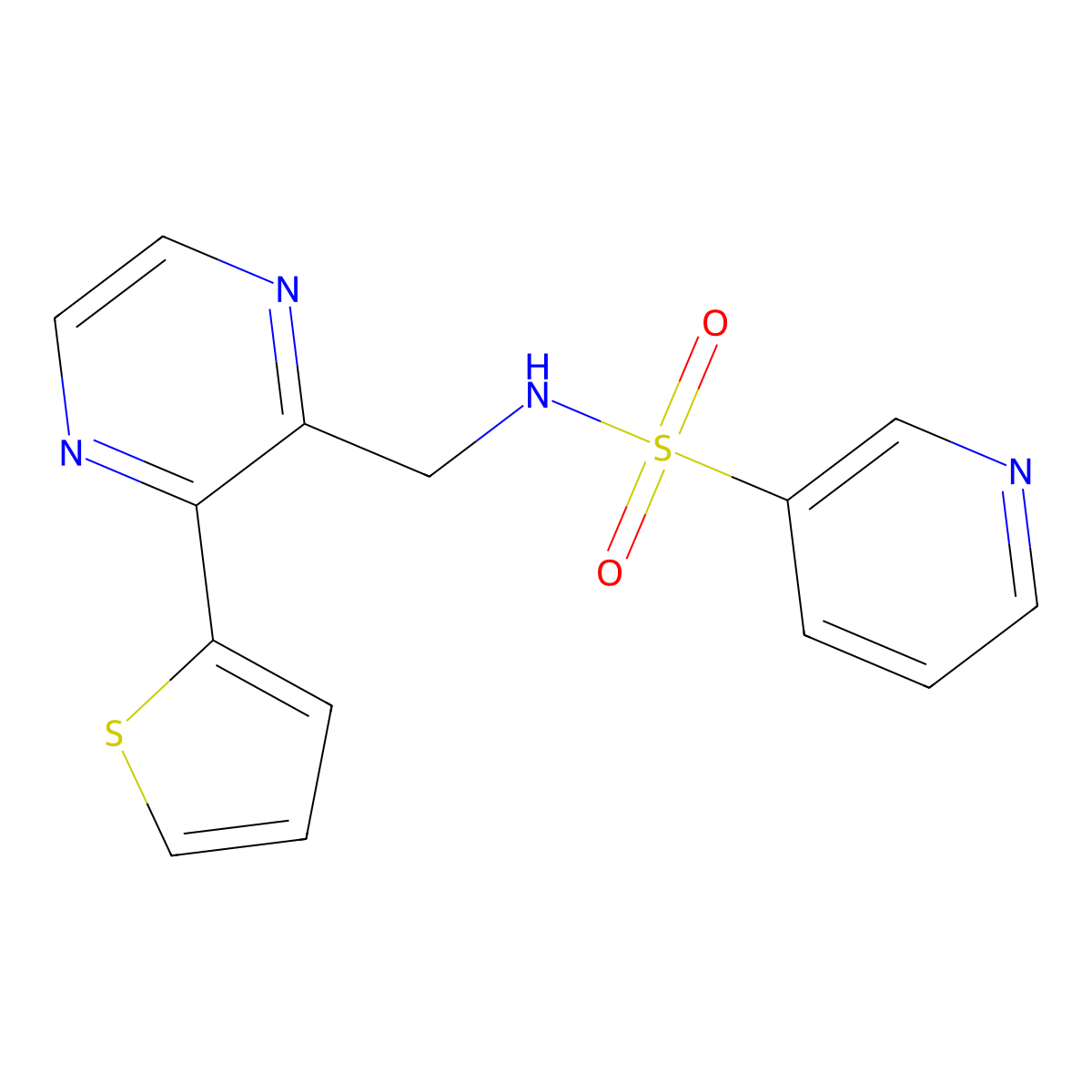 N-((3-(thiophen-2-yl)pyrazin-2-yl)methyl)pyridine-3-sulfonamide molecular structure, CAS 2034613-91-5
