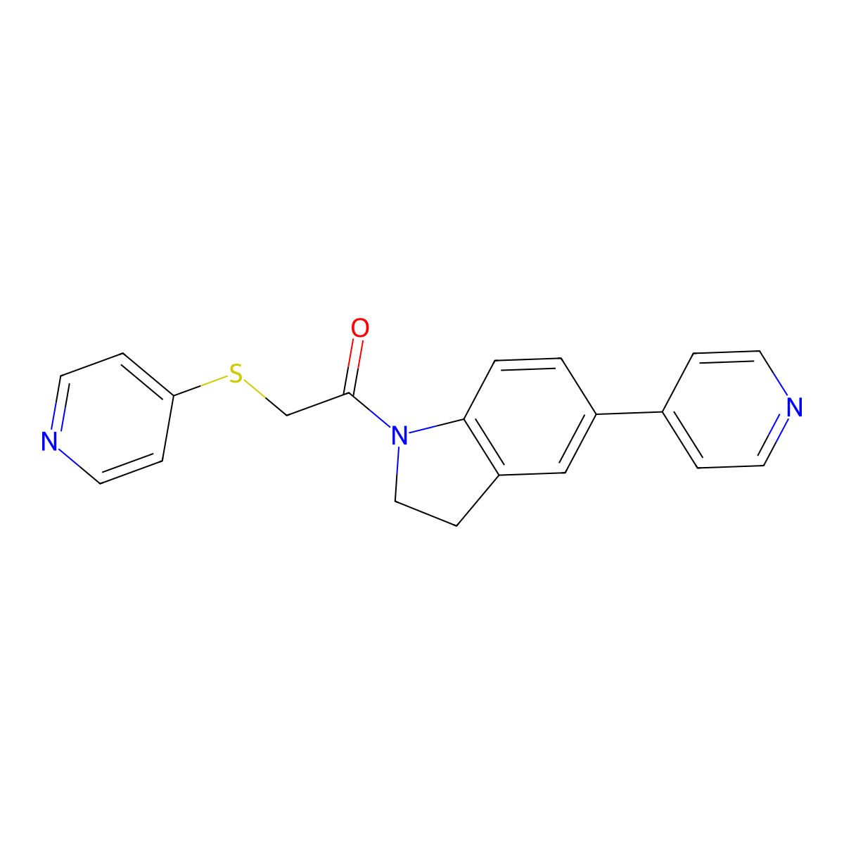 1-(5-(Pyridin-4-yl)indolin-1-yl)-2-(pyridin-4-ylthio)ethanone molecular structure, CAS 2034613-97-1