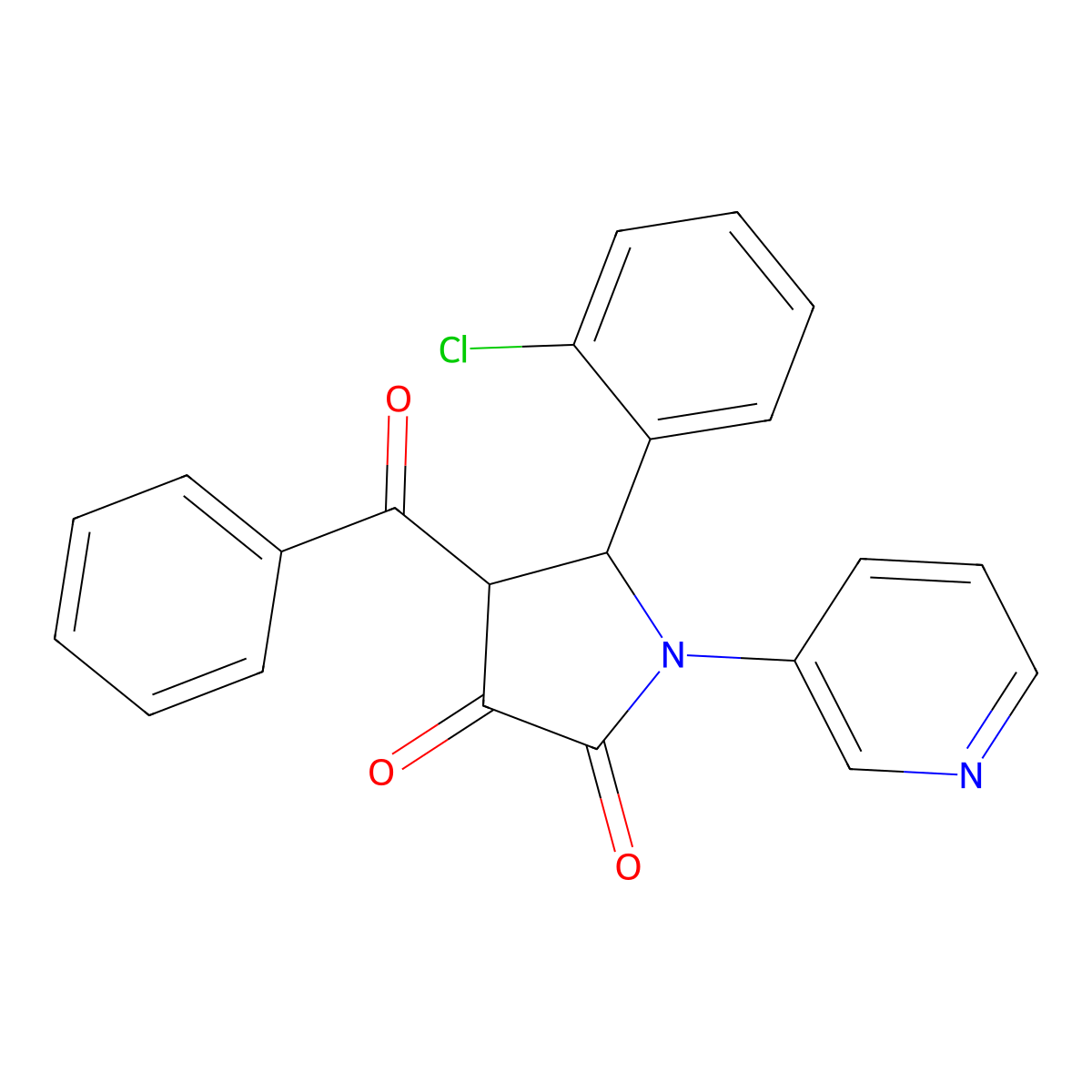4-Benzoyl-5-(2-chlorophenyl)-1-(pyridin-3-yl)pyrrolidine-2,3-dione molecular structure, CAS 2034614-19-0