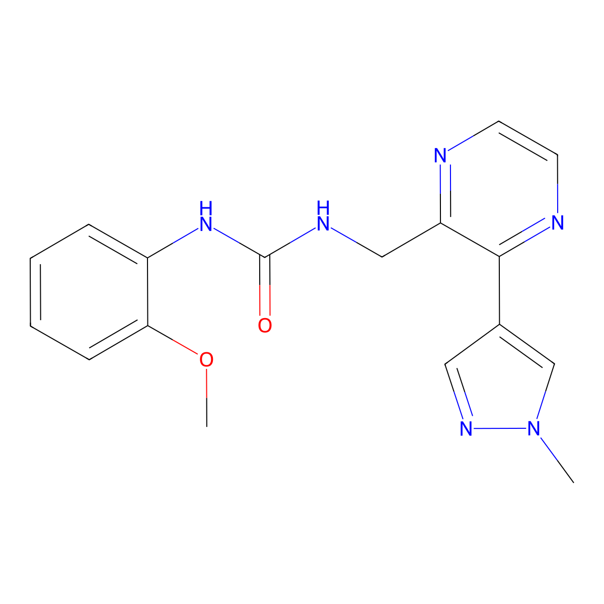 1-(2-methoxyphenyl)-3-((3-(1-methyl-1H-pyrazol-4-yl)pyrazin-2-yl)methyl)urea molecular structure, CAS 2034614-20-3