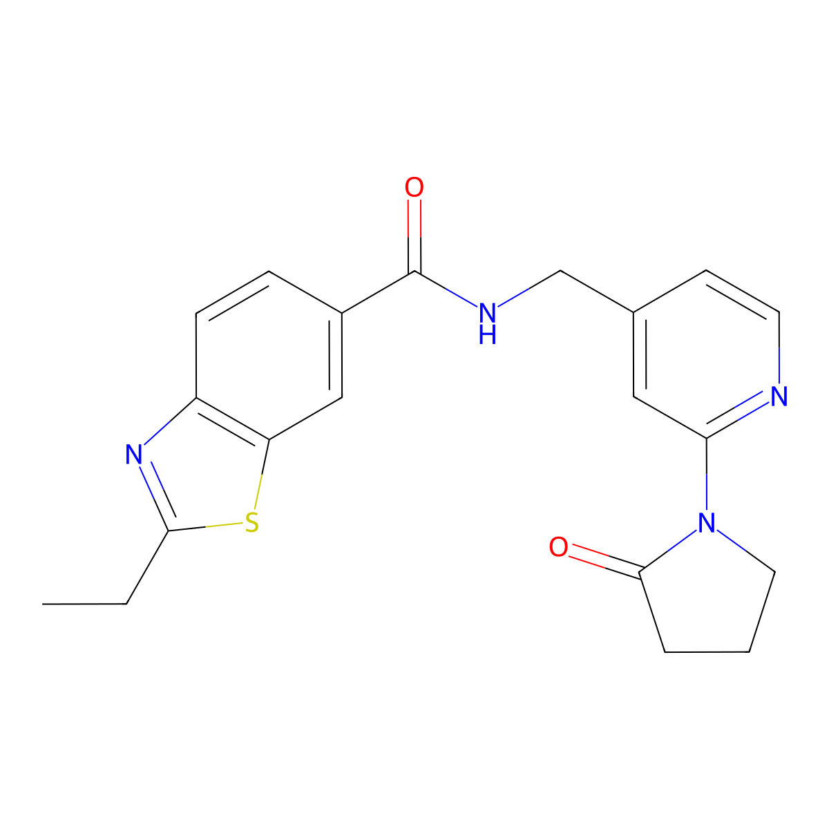 2-ethyl-N-((2-(2-oxopyrrolidin-1-yl)pyridin-4-yl)methyl)benzo[d]thiazole-6-carboxamide molecular structure, CAS 2034614-26-9