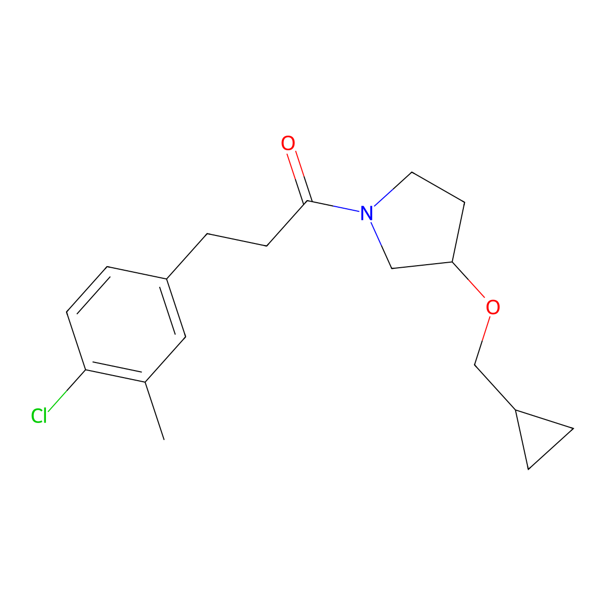 3-(4-Chloro-3-methylphenyl)-1-[3-(cyclopropylmethoxy)pyrrolidin-1-yl]propan-1-one molecular structure, CAS 2034614-30-5